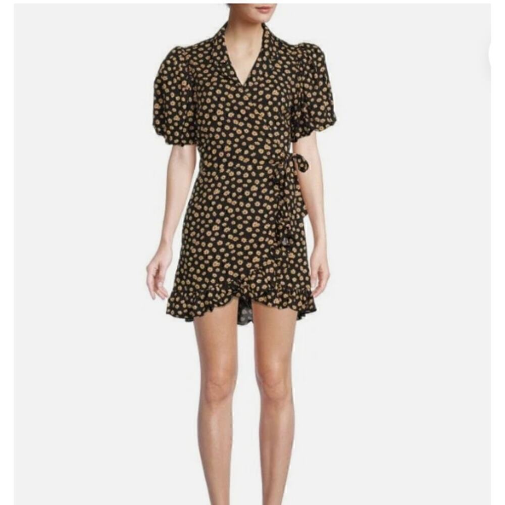 7. WeWoreWhat‎ Wrap Mini Dress Womens XL Ditsy Daisies Cottagecore Glam Chic